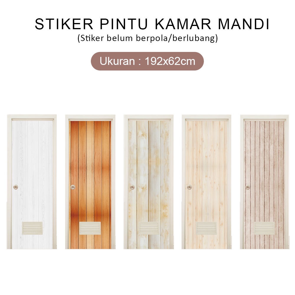 Jual Sticker Kamar mandi wallpaper pintu kamar mandi Motif kayu polos