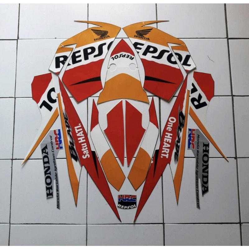 Jual Stiker striping honda blade repsol 125 2012 putih-orange. | Shopee ...