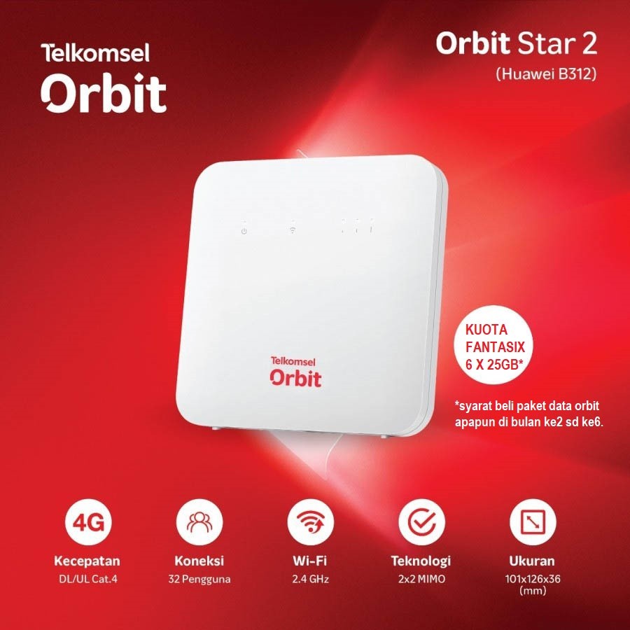 Jual Modem Orbit Star 2 B312 Wifi 4G LTE Free Kuota 150GB | Shopee ...