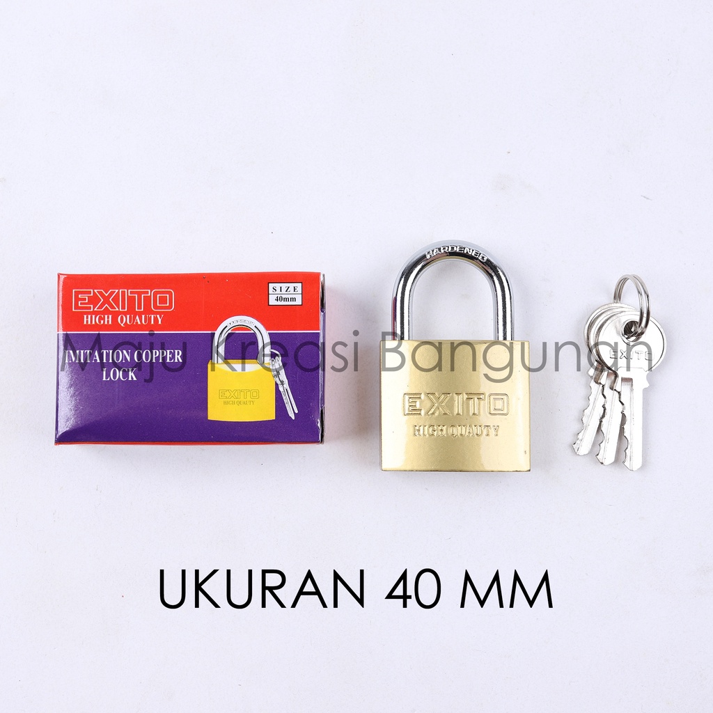 Jual Gembok Exito 40mm Rumah Pagar Pintu Padlock Kuning Besi Pendek 40