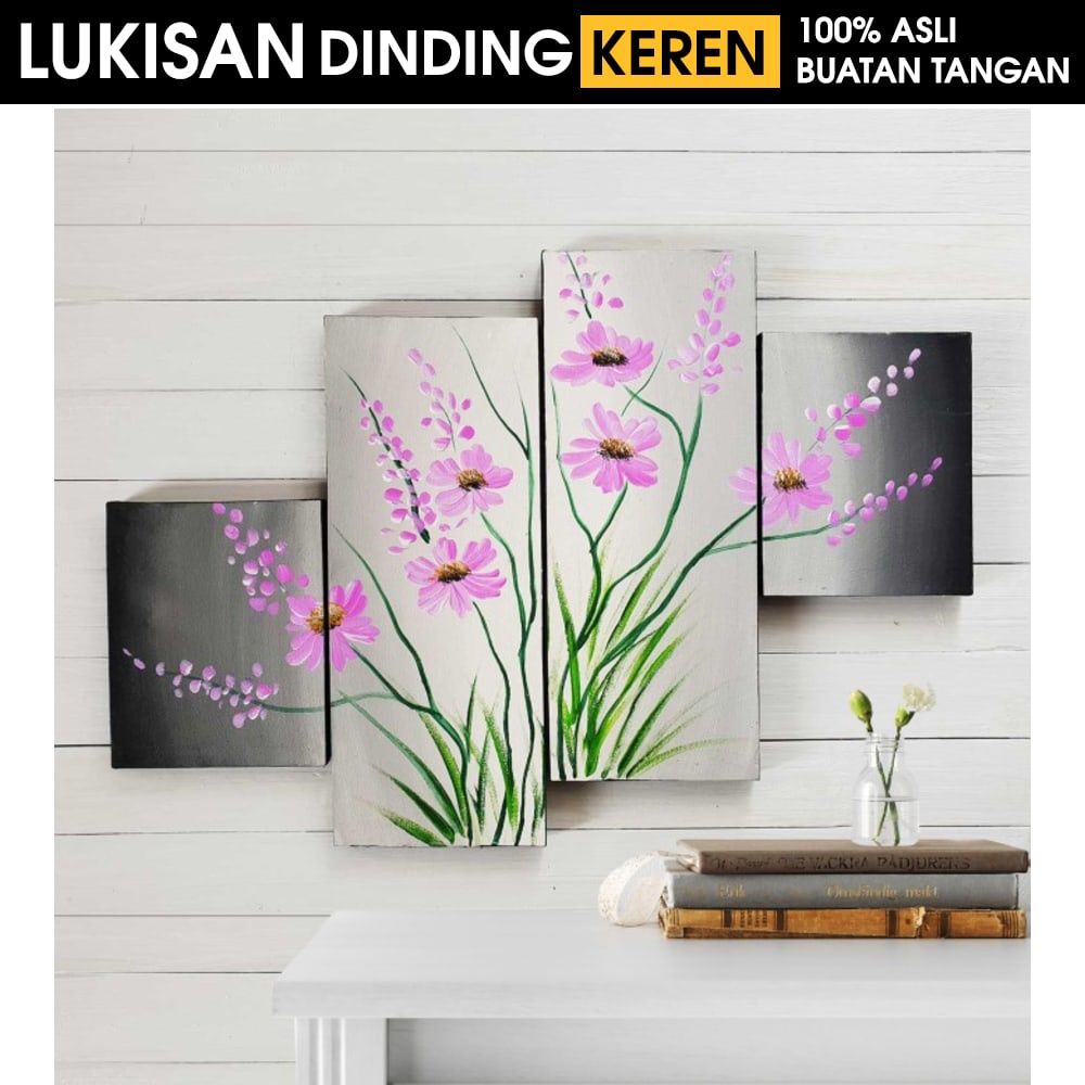 Jual LUKISAN BUNGA MINIMALIS LUKISAN DINDING RUANG TAMU KANVAS ABSTRAK