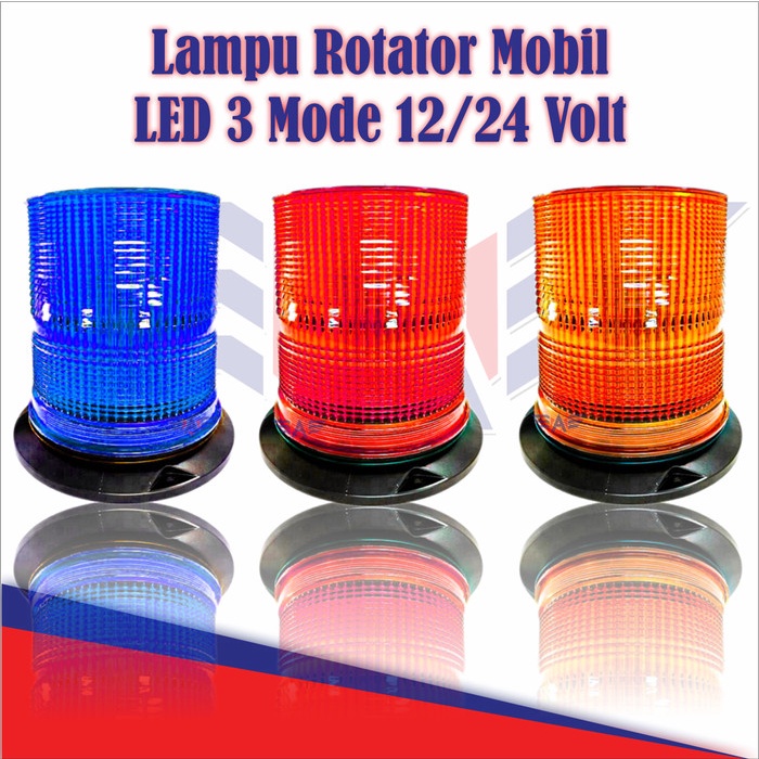 Jual Lampu Rotator Mobil Lampu Rotary LED 3 Mode 12/24 Volt - Biru ...