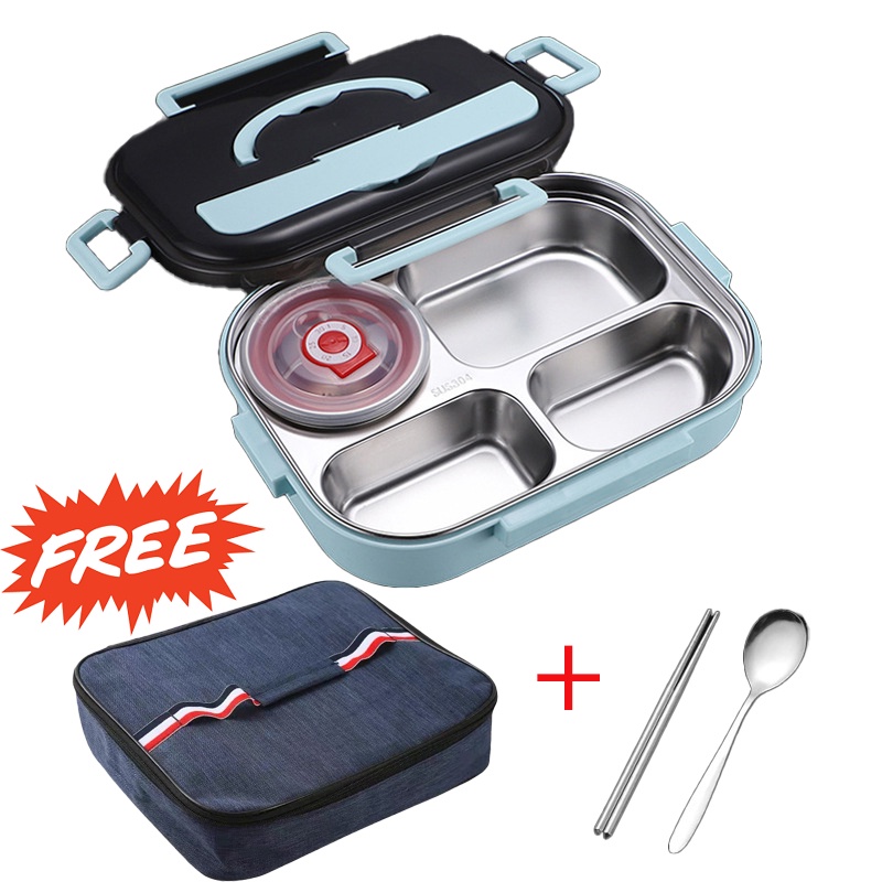 Jual Kotak Makan 4 SEKAT / Lunch Box Stainless Tahan Panas Dan Anti