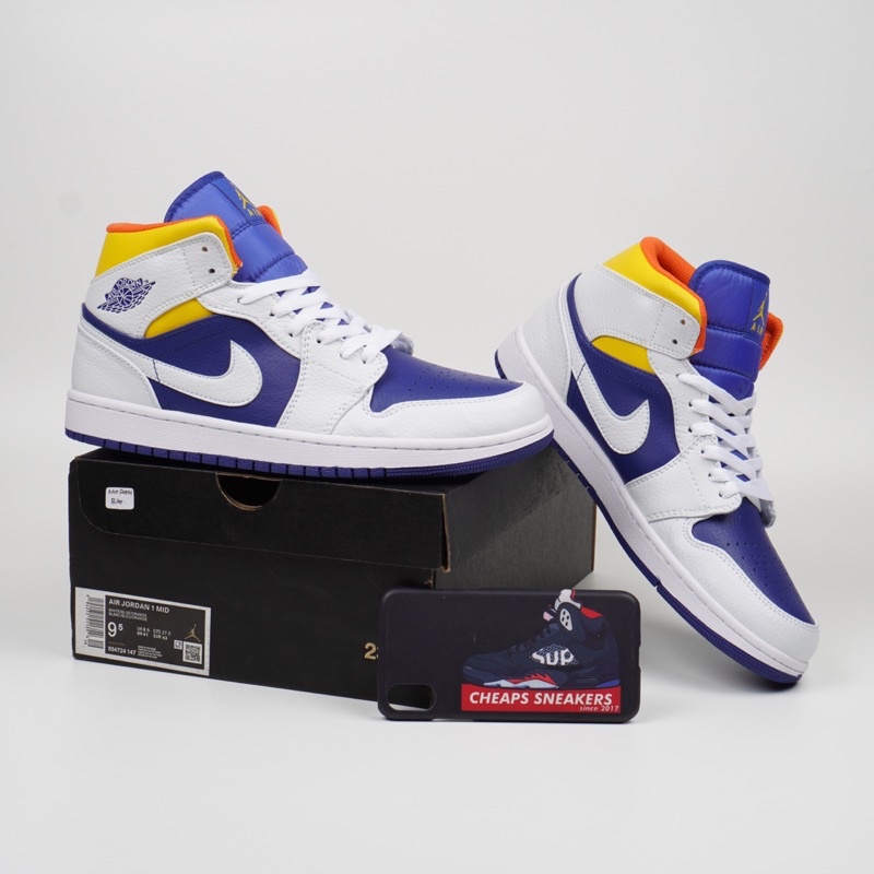 Laser Orange Orange Blue Jordans Sneakers Jordan Mid Royal Blue