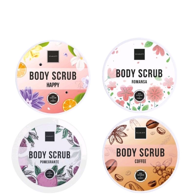 Jual Scarlett Whitening body Scrub happy Pomegrante romansa coffee