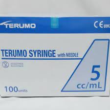 Jual TERUMO SYRINGE 5CC WITH NEEDLE / TERUMO SYRINGE 5 ML ( ISI 100 PCS ...