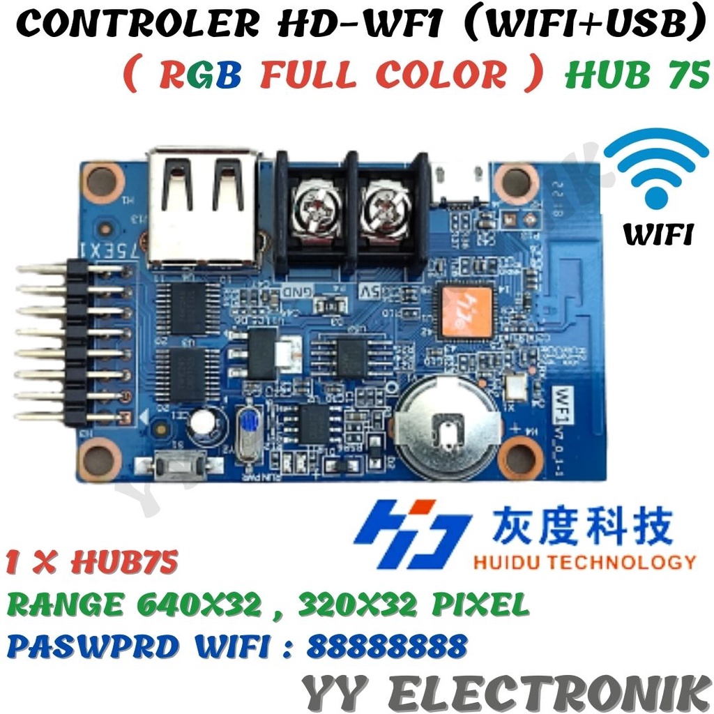 Jual Controller Huidu HD-WF1 Wifi RGB Full Color Running Text P10 ...