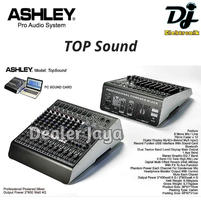 Jual Power Mixer Ashley TOP SOUND / TOPSOUND 8 channel Shopee Indonesia