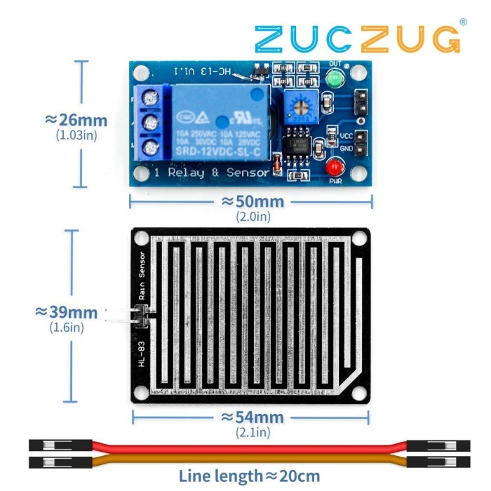 Jual Sensor Hujan + Relay Module Detektor Air Hujan Raindrops Detection ...
