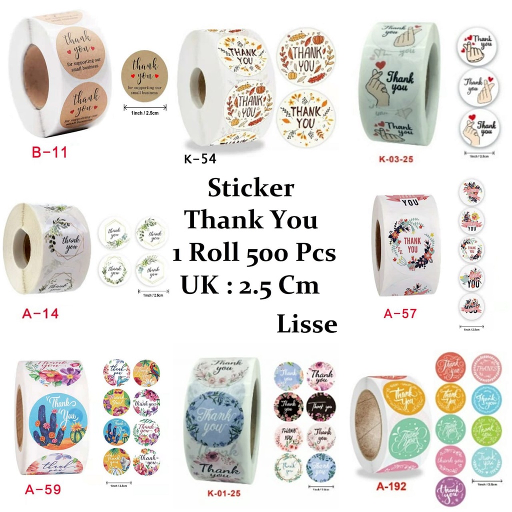Jual Stiker Label Sticker Kado Ucapan Thank You Terima Kasih Per Roll 2 ...