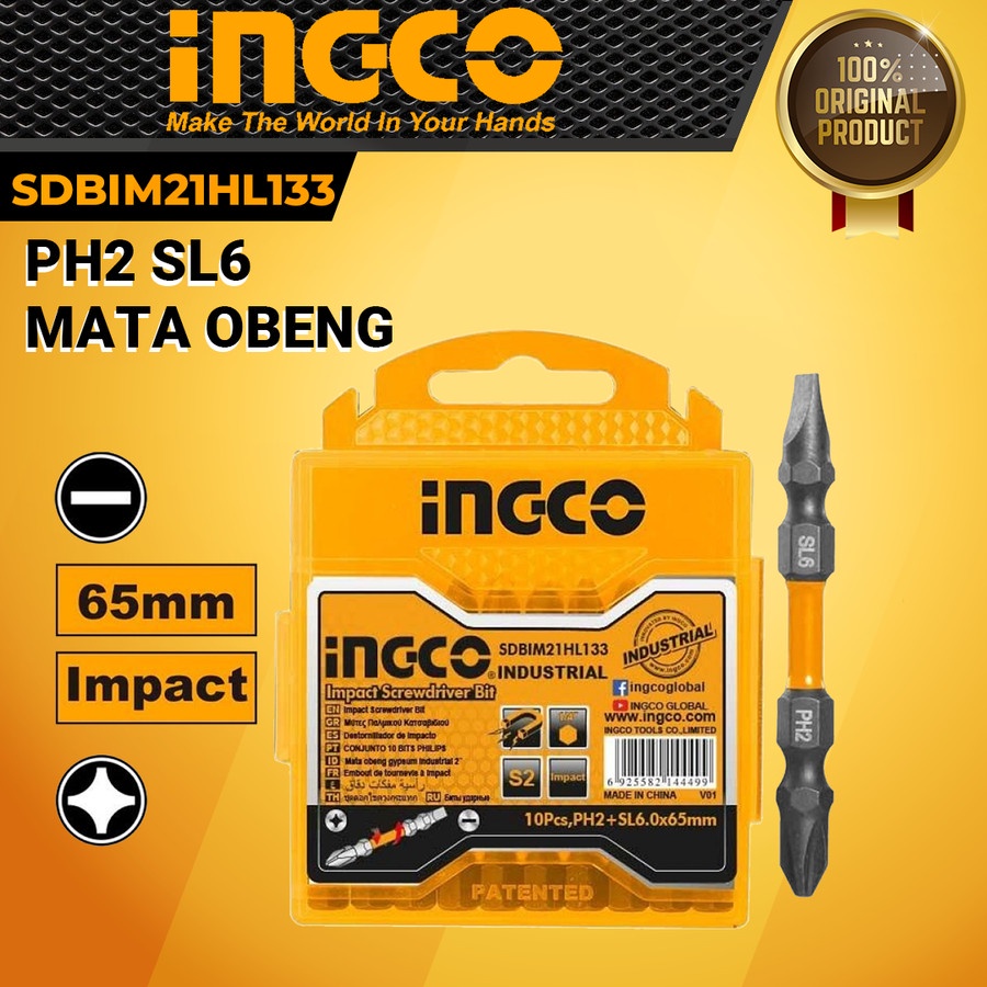 Jual Mata Obeng Screwdriver INGCO SDBIM21HL133 PH2 SL6 Obeng Plus Minus ...