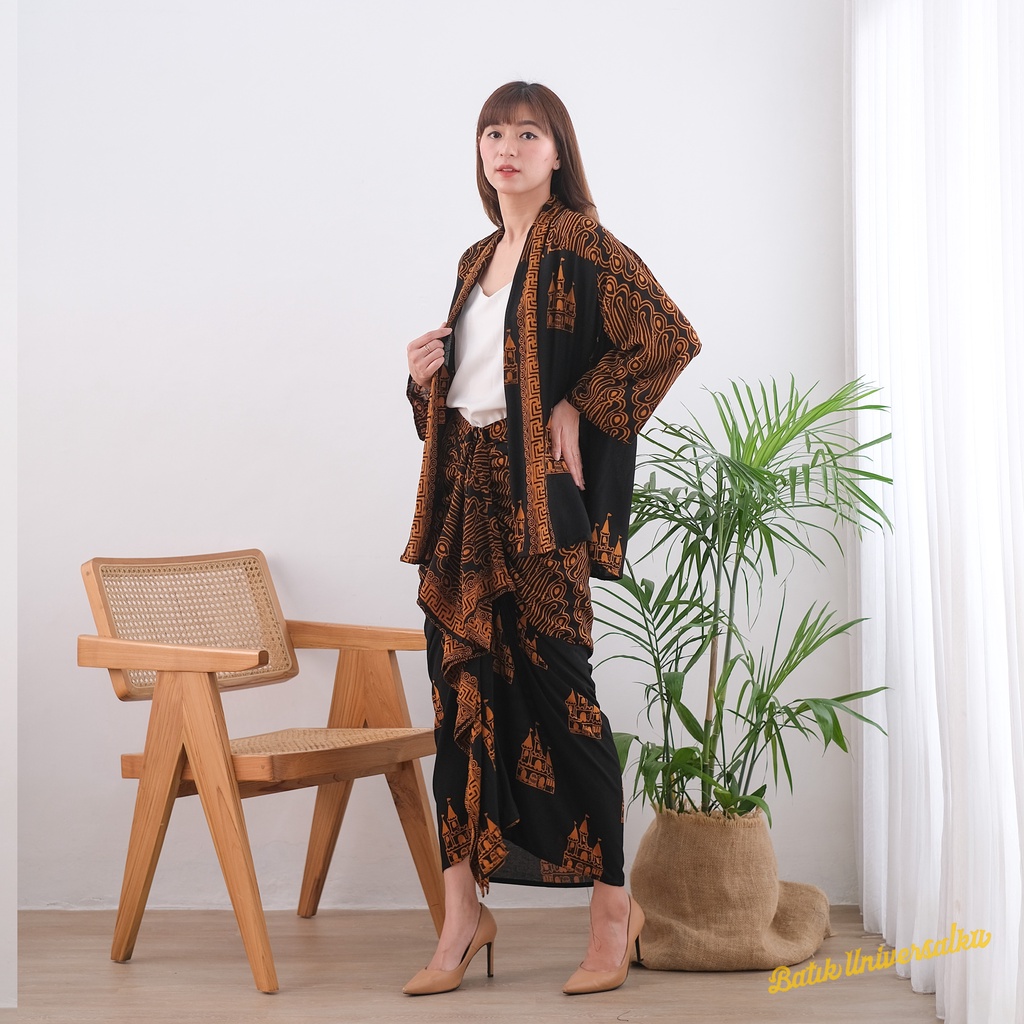 Jual Batik Universalku Setelan Cardigan Rok Rempel Panjang Batik Set Kebaya Modern Castle