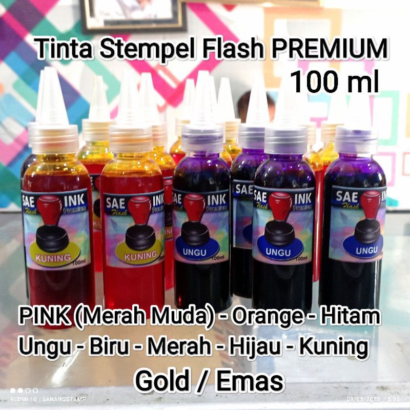 Jual Tinta Stempel Flash Premium 100ml Botol Kerucut anti mbleber ...