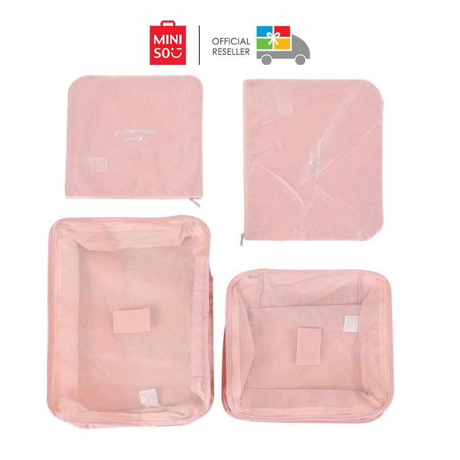 Jual MINISO Foldable Travel Organizer Bag 4 Pack Pink Shopee Indonesia
