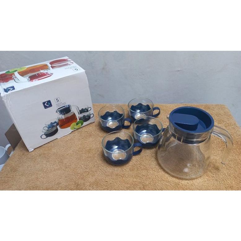 Jual Tea Set Pot 5 in 1/Teko Kaca Set/Kado Gift Tea Set Shopee Indonesia