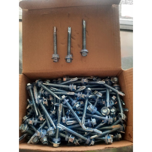 Jual Sekrup Driling roofing 12x50 sekrup spandex asbes putih baja ...