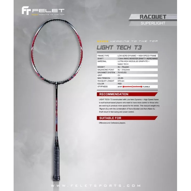 Jual Raket Badminton Felet Light Tech T3 | Shopee Indonesia