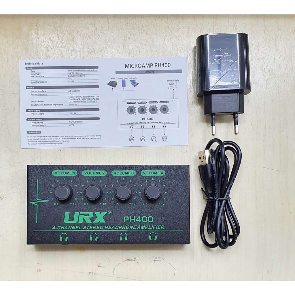 Jual PROFESSIONAL HEADPHONE AMPLIFIER 4 CHANNEL MICRO AMP PH400 COCOK