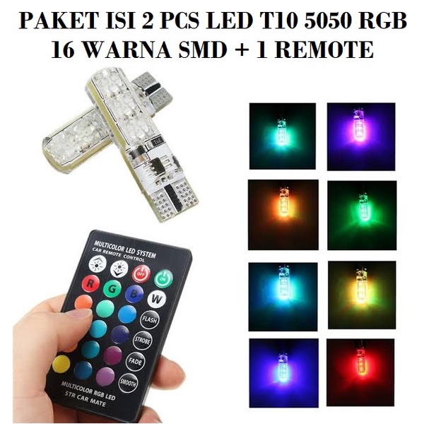 Jual LUCKYMALL Lampu LED T10 Lampu Sen Sein Sign Kota RGB Remote Jelly ...