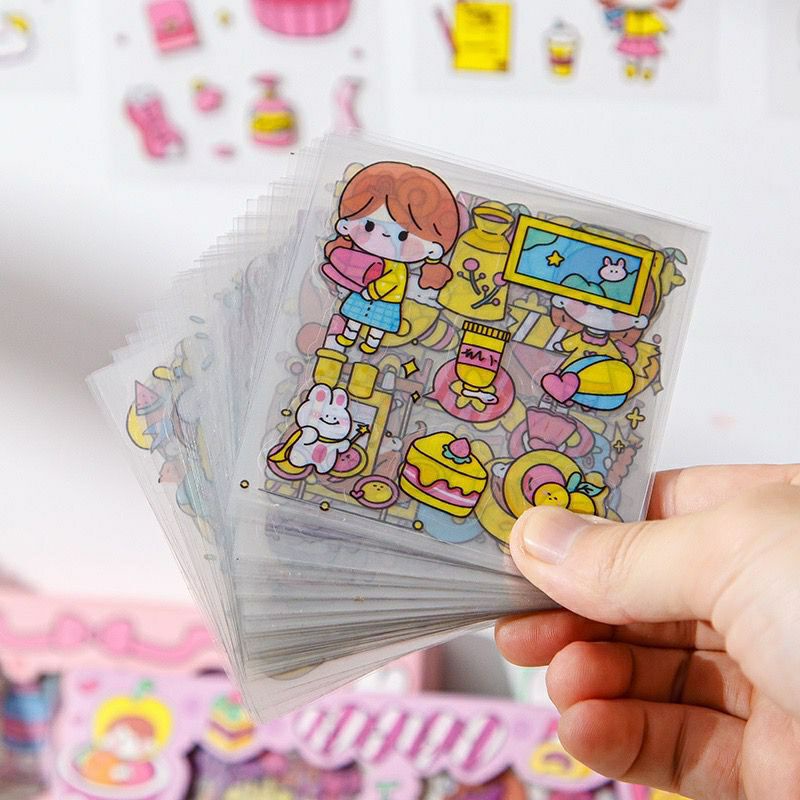 Jual 1 Lembar Stiker Sticker Aesthetic Motif Kartun Korea Lucu Anti Air