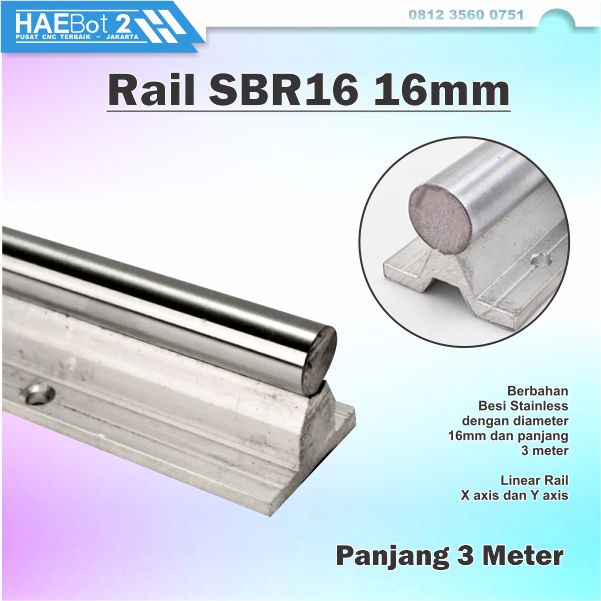 Jual [HAEBOT 2] Rail SBR16 SBR 16 300cm Rel Linear Shaft As Besi 16mm ...