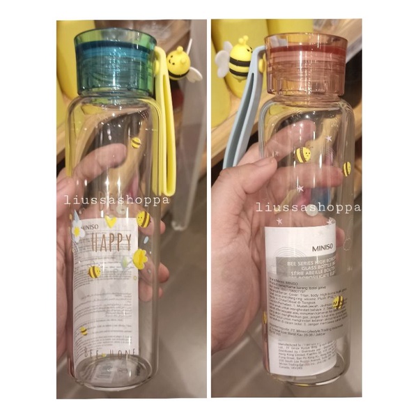 Jual Botol Miniso - Bee Series High Borosilicate Glass Bottle 380ml ...