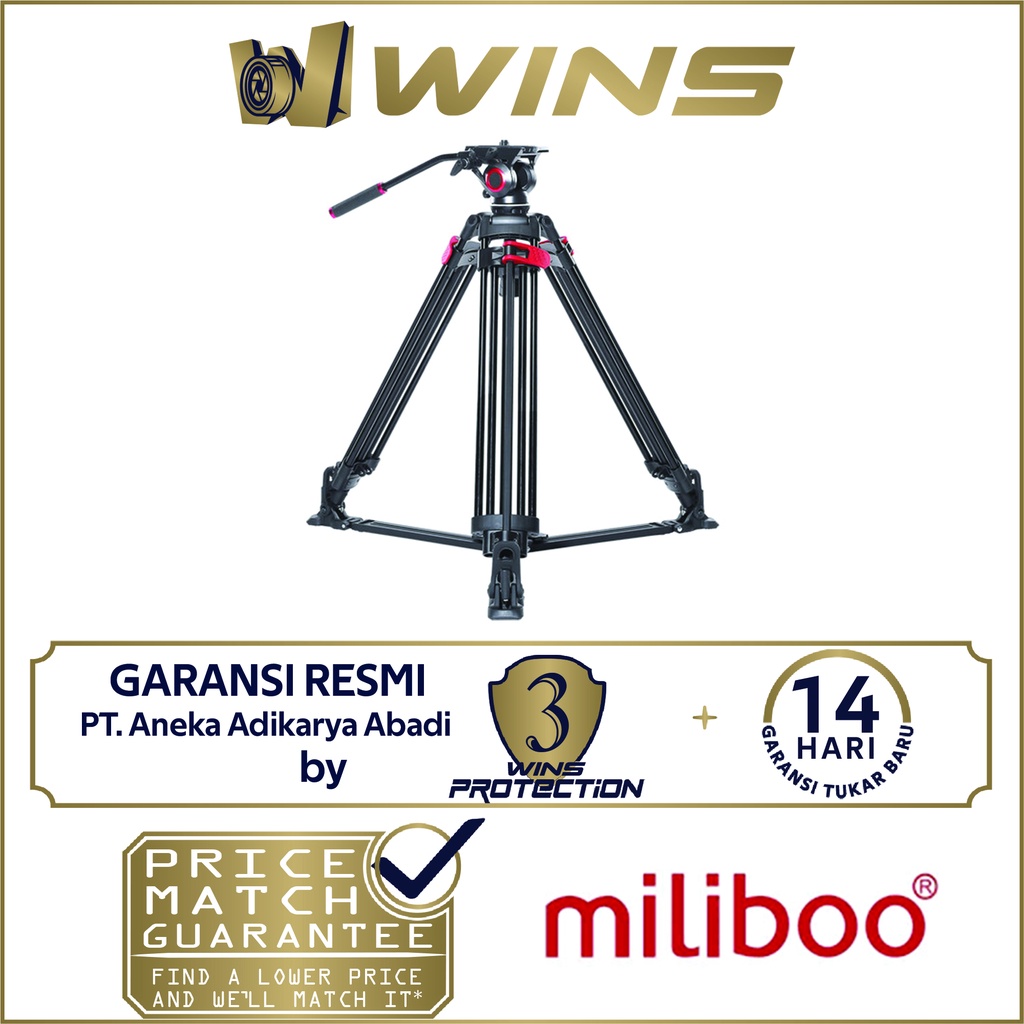 Jual miliboo MTT605A Aluminum Video Tripod Kit with Ground Spreader ...
