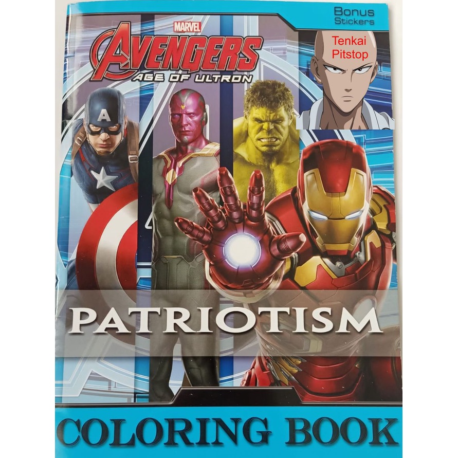 Jual Buku Mewarnai/ Coloring Book Marvel Avengers Patriotism+ Bonus