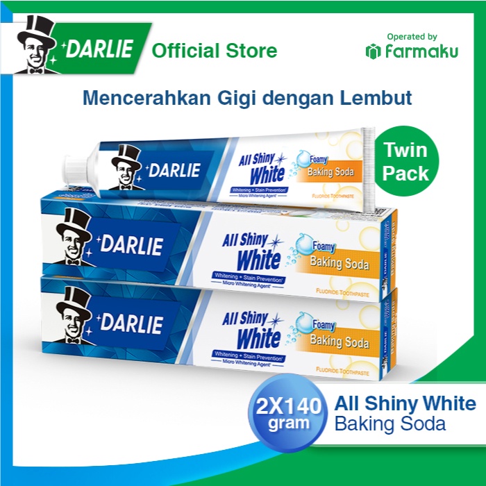 Jual DARLIE Pasta Gigi All Shiny White Foamy Baking Soda 140g (2 Pcs) Shopee Indonesia
