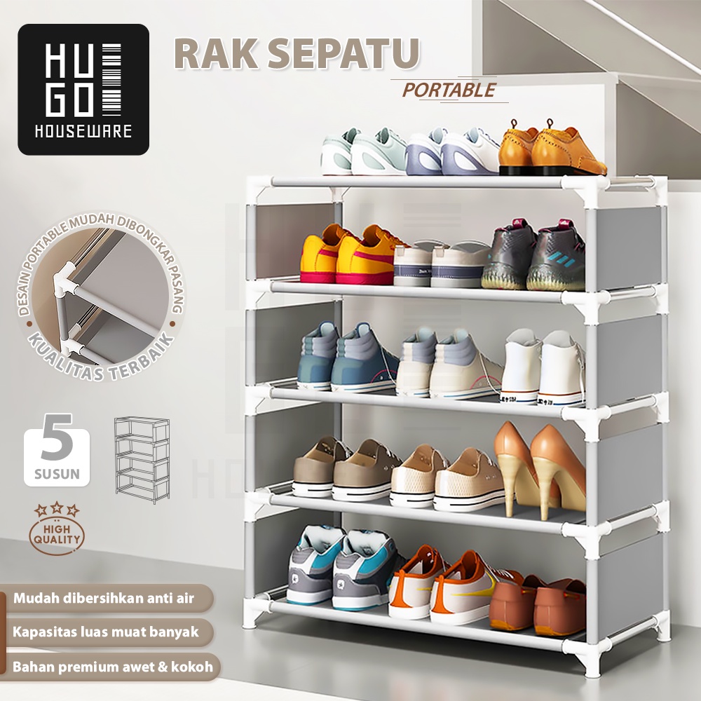 Jual Hugo Rak Sepatu Portable Serbaguna Susun Dan Susun Tempat