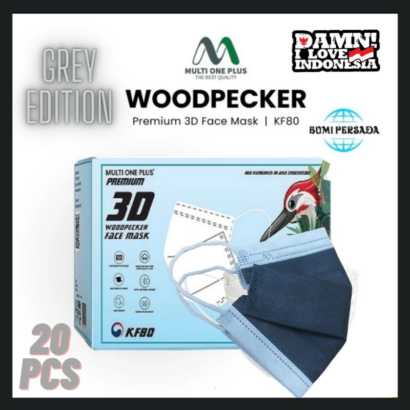 Jual Multi One Plus KF80 Masker 3ply Medis Korea WoodPecker isi 20 pcs ...