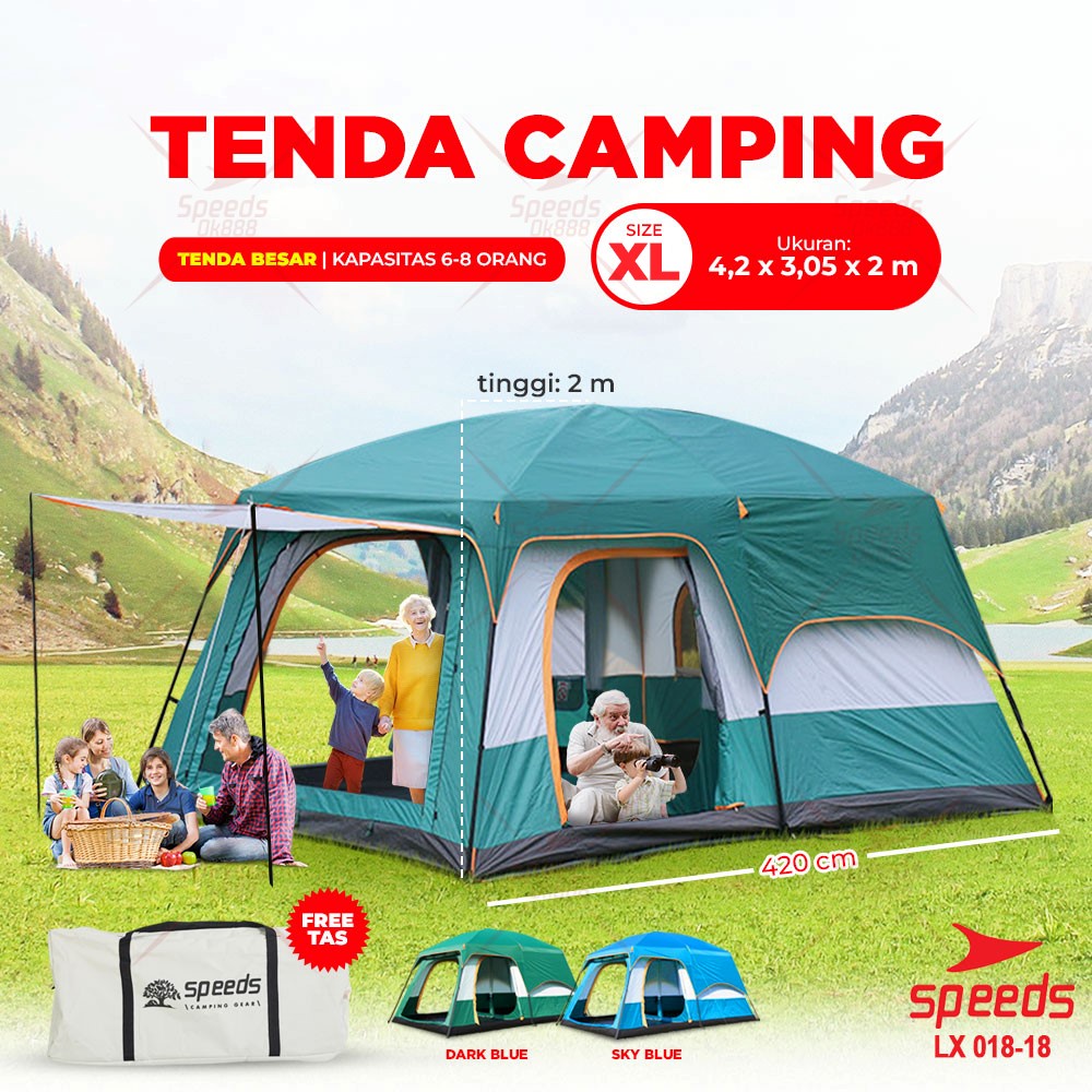 Jual SPEEDS Tenda Kemah Besar Camping Kemping Tenda Besar Dobel Layer
