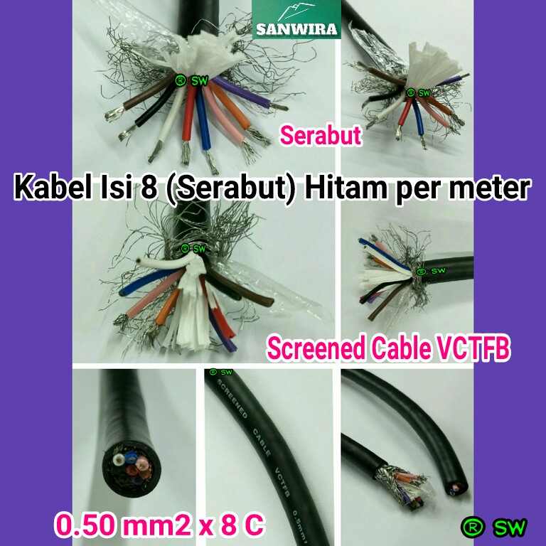 Jual Kabel Isi 8 Screened Cable VCTFB serabut hitam per meter / Cable ...