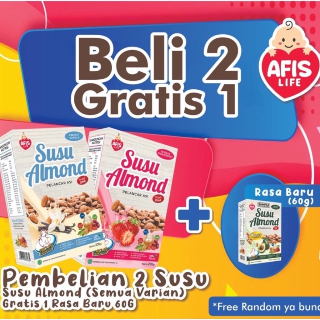 Jual SUSU ALMOND AFIS STRAWBERRY PELANCAR ASI BOOSTER ASI NUTRISI IBU ...