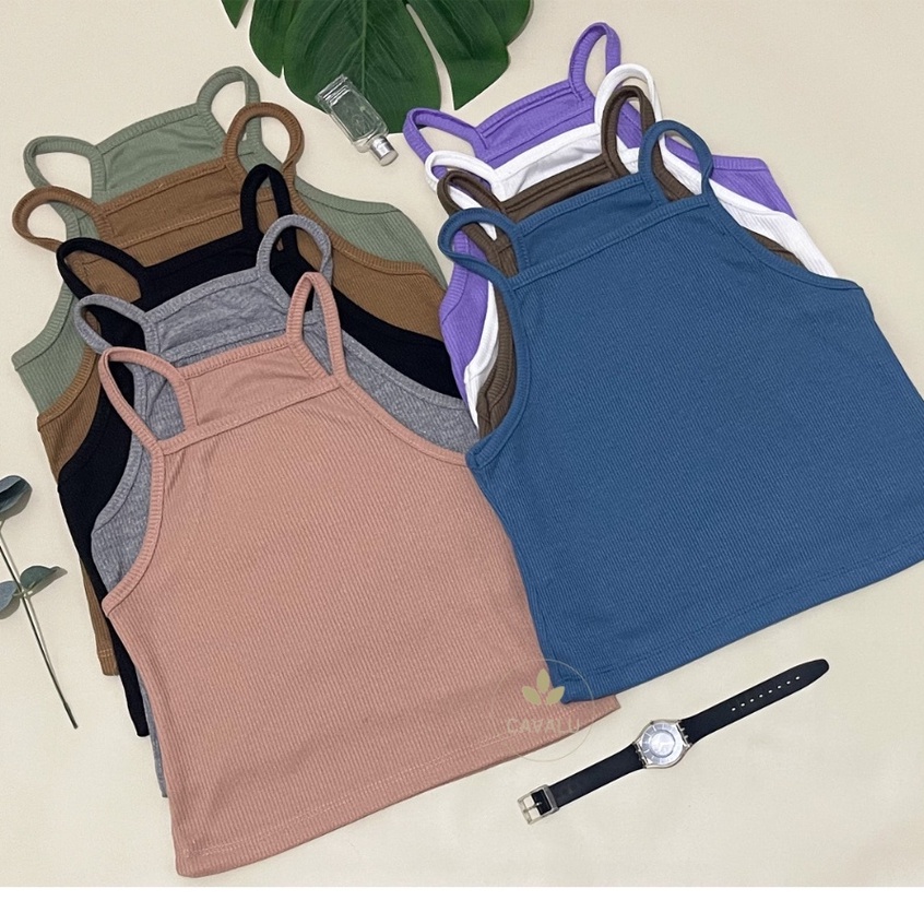 Jual CAVALU Basic Tanktop Tali Knit Tank Top Rajut Crop Tank Top 097 ...