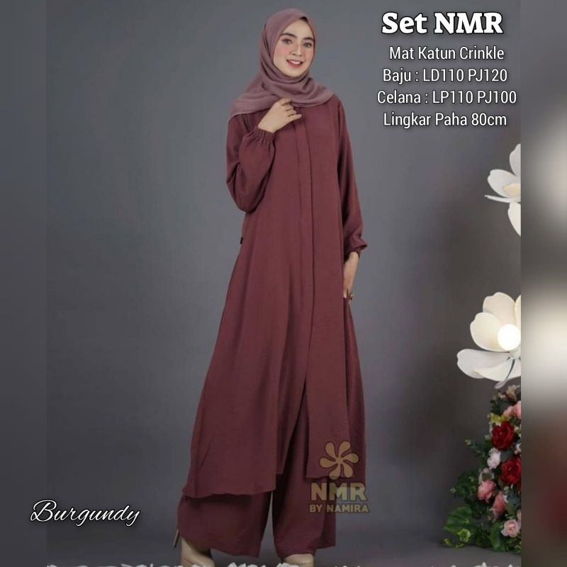 Jual Baju Setelan Wanita Muslim Set NMR Fashion Perempuan Dewasa Remaja