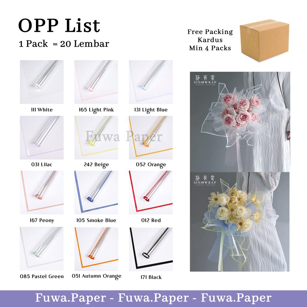 Jual OPP LIST Flower Wrapping Paper Waterproof (1 Pack = 20 Lembar ...