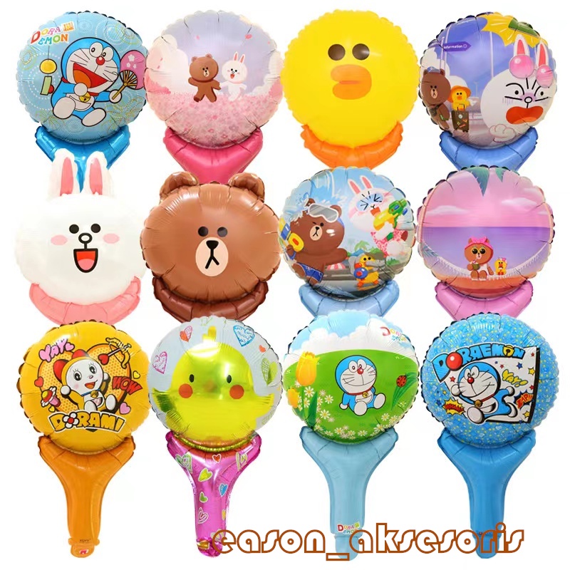 Balon foil Karakter / Balon Tongkat /Doraemon/Mickey dekorasi ulang tahun