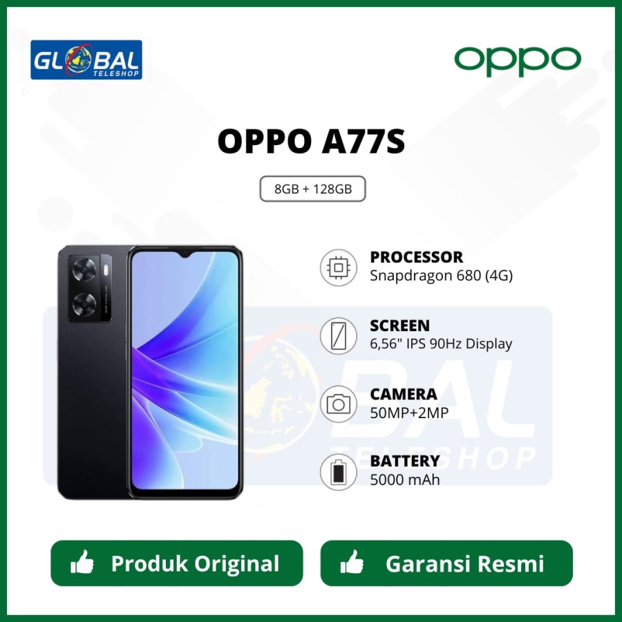 Jual Oppo A77s Smartphone 8/128GB Garansi Resmi | Shopee Indonesia