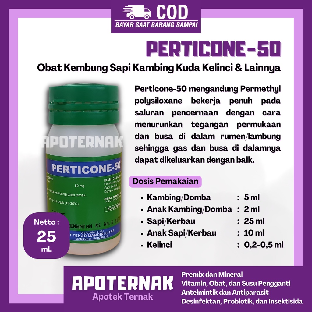 Jual PERTICONE 50 | Obat Kembung Sapi Kambing Domba Kuda Kerbau Kelinci ...