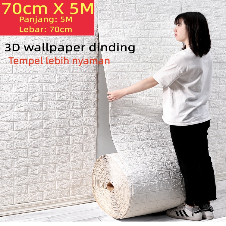 Jual 5M Wallpaper Dinding Foam 3D /Walpaper Stiker Dinding Dekorasi Kamar Murah best seller