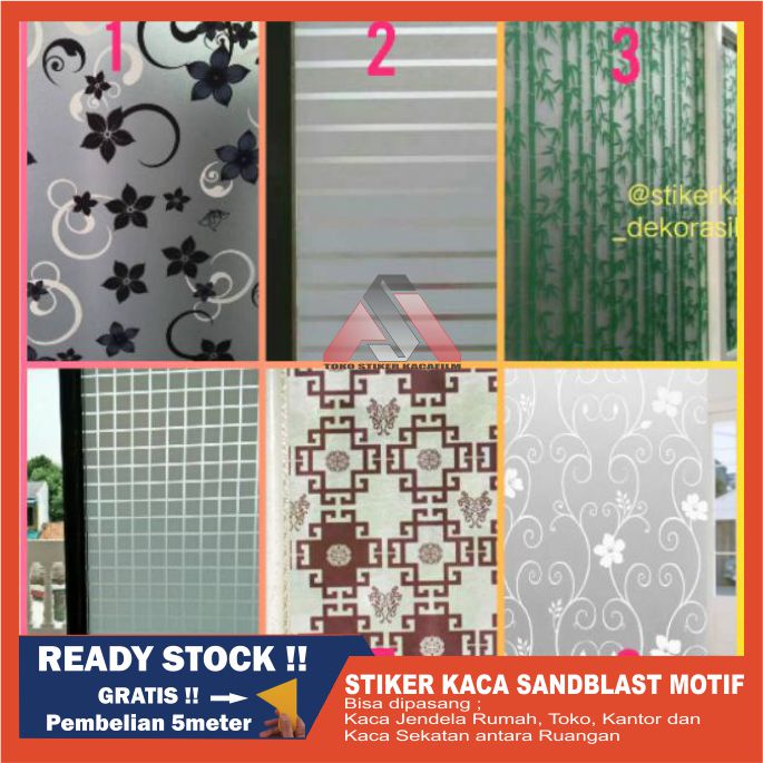 Jual Sticker Kaca Film Jendela Rumah Sandblast Motif Wallpaper Stiker Kaca Jendela Rumah Motif