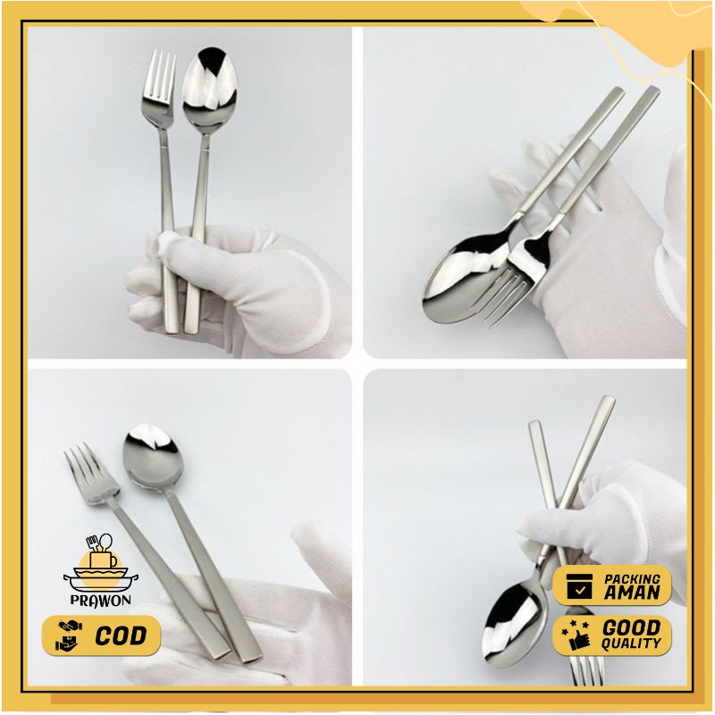 Jual Sendok Garpu Korea Sujeo Alat Makan Korean Spoon Fork Set Stainless Steel Peralatan Makan 4434