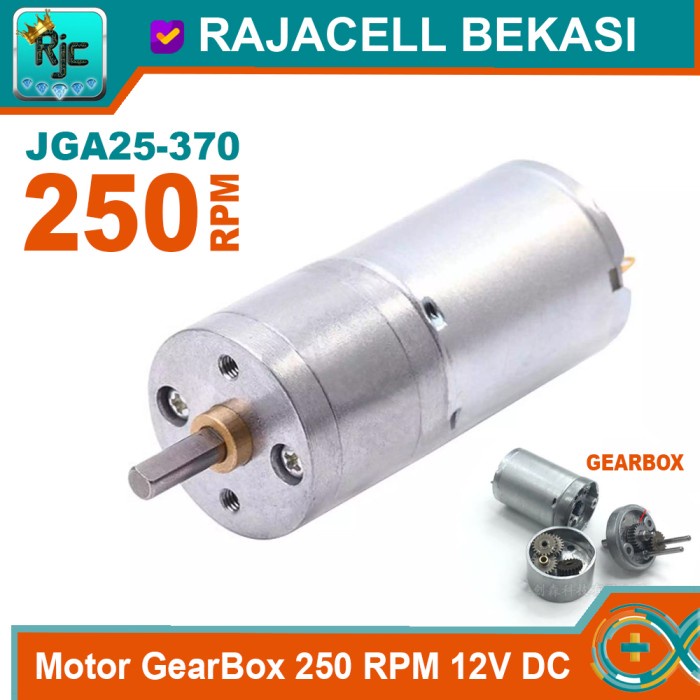 Jual Motor DC Gearbox 12V 250Rpm Gear Box High Torque 8.8Kgcm Shaft 4mm ...