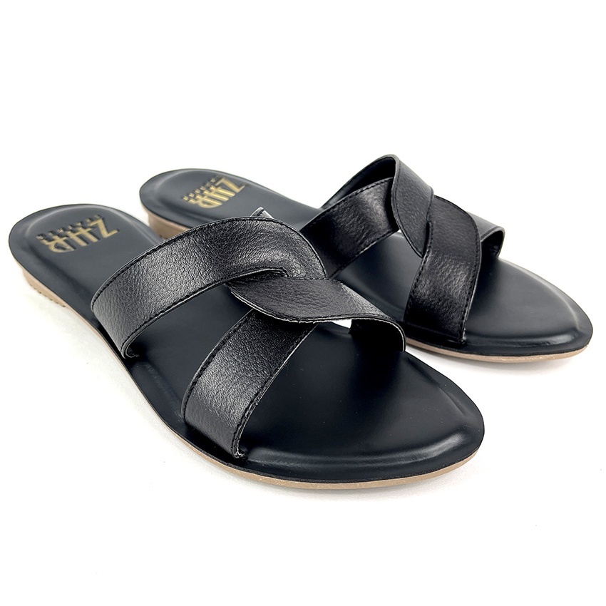 Jual Sandal Kulit Wanita ZHR Model Teplek Lipat Dua Bahan Kulit Sapi