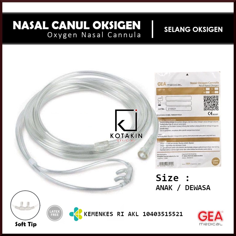 Jual NASAL OXYGEN Cannula GEA / Selang Oksigen / Nasal Oxygen Dewasa ...