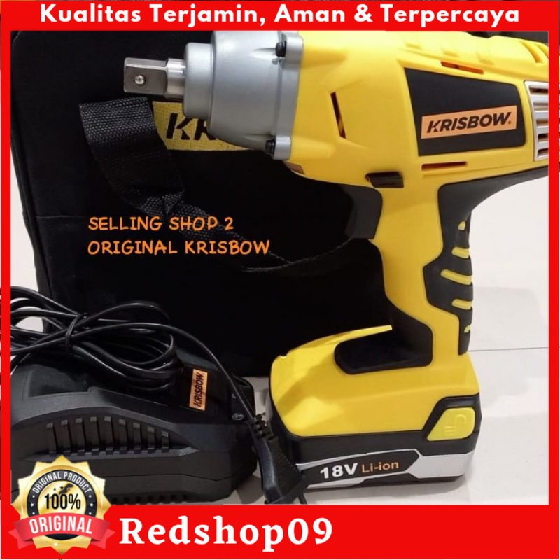 Jual krisbow mesin impact wrench cordless sq 1/2inc 18v Li/krisbow
