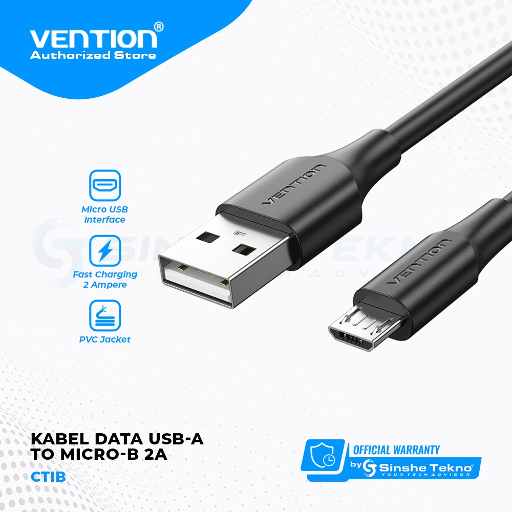 Jual Vention Kabel Data USB A Male To Micro-B B Male Android | Shopee ...