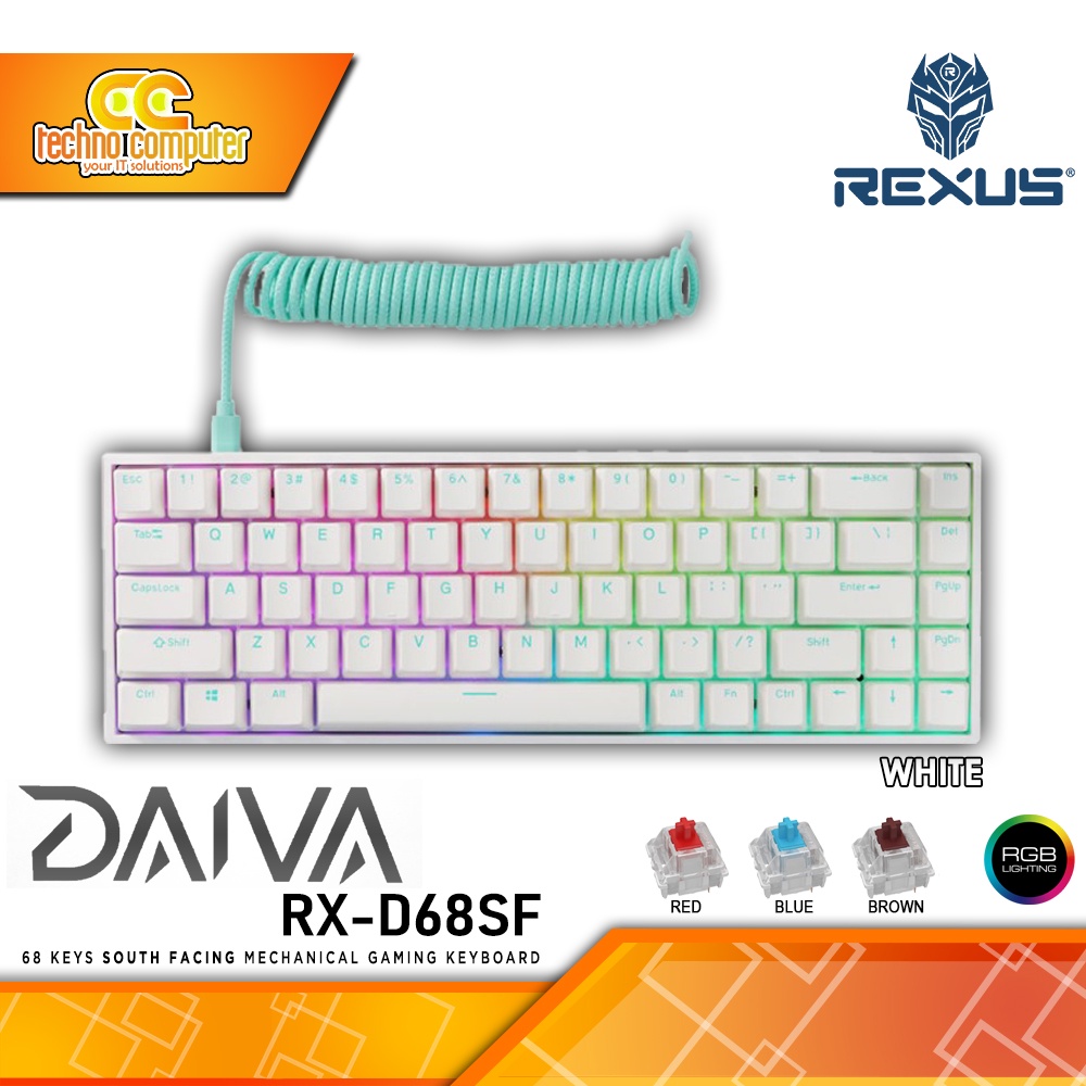 Jual REXUS DAIVA RX-D68SF White RGB Mechanical - Gaming Keyboard ...