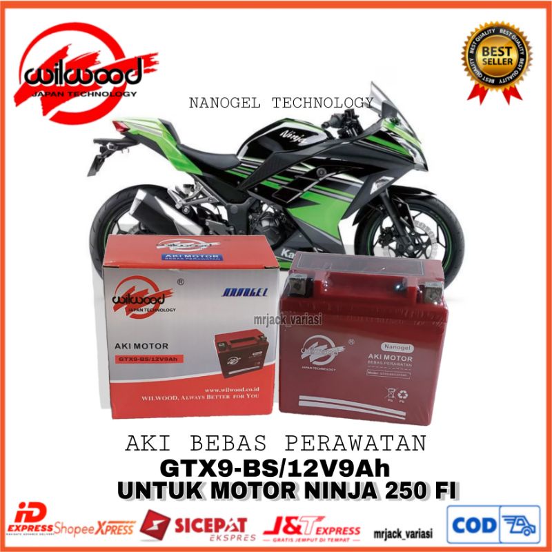Jual Aki Kering Kawasaki Ninja 250 FI/Bajaj Pulsar 200NS Accu MF
